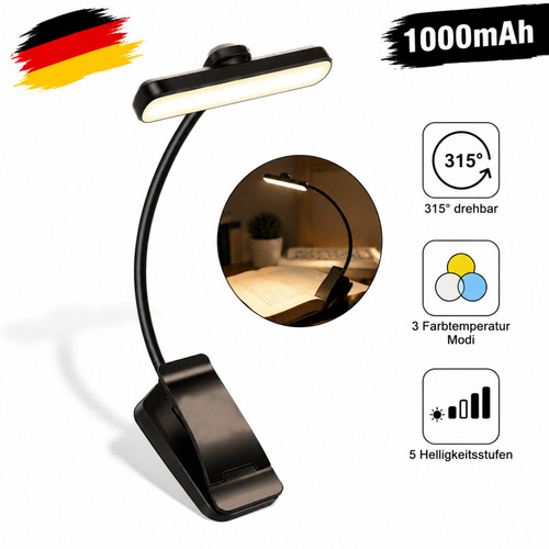 Led klemmleuchte 1000mah usb - klemmleuchte,